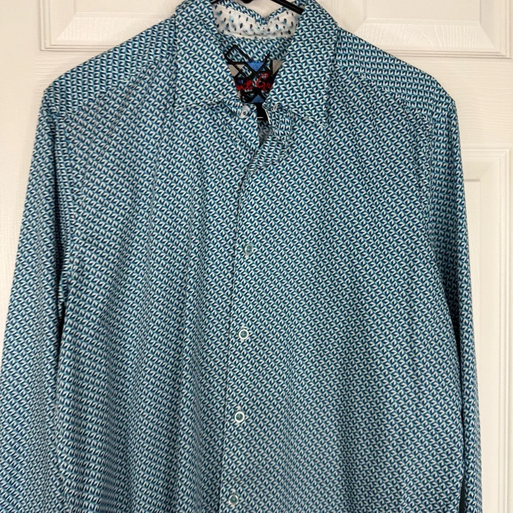 Sz M Robert Graham Classic Fit Blue Button Up Dress Shirt NWOT $498 MSRP